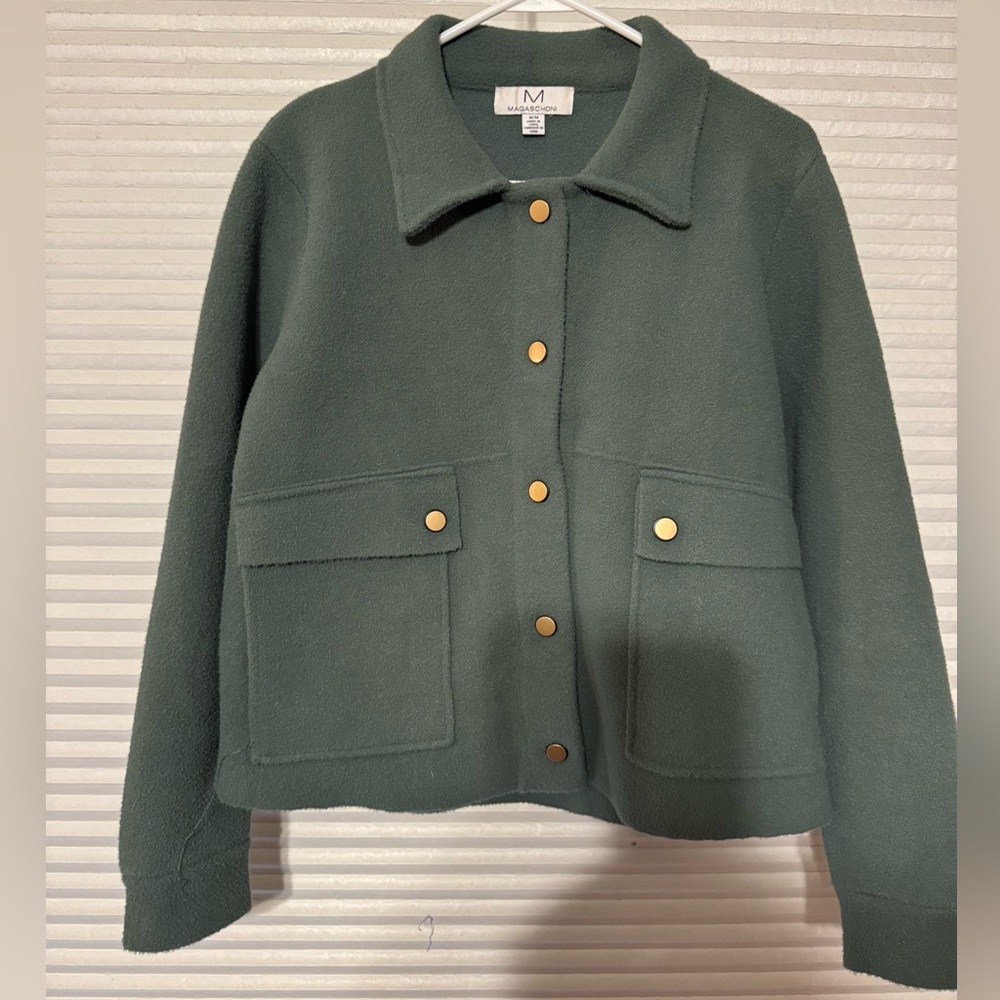 Magaschoni Green Utility Jacket with Gold Buttons